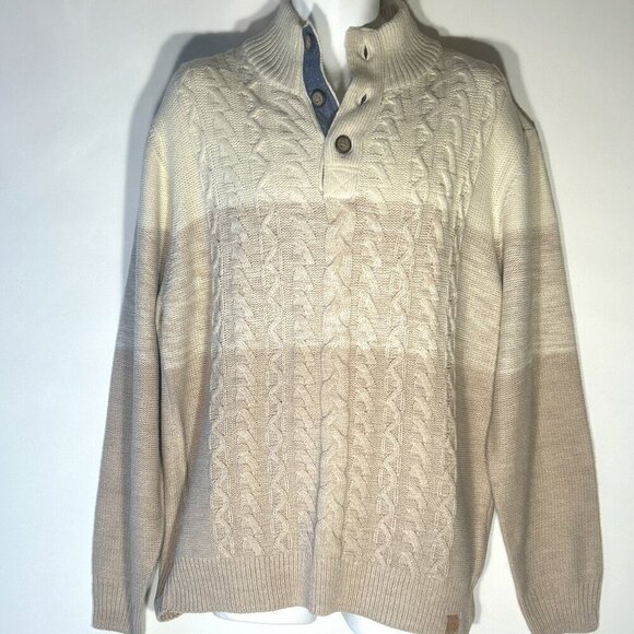 Weatherproof Vintage NWT SZ XL Natural button mock cable knit sweater timeless - Picture 4 of 14